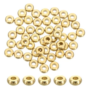 50 Pcs Brass Spacer Beads, 4mm Flat Round Beads Metal Heishi Bead, Gold - Picture 1 of 6
