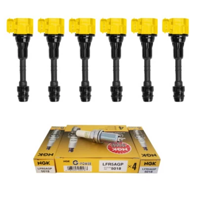 Juego de 6 bobinas de encendido de rendimiento y bujías NGK para Nissan Infiniti Suzuki Foto 1 de 4