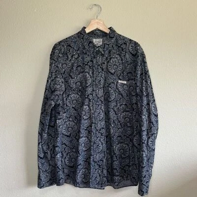 Lucky Brand shirt mens extra large vintage 100% cotton long sleeve paisley black - Image 1 of 4