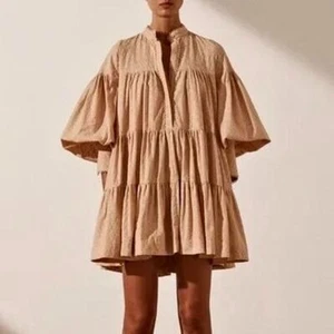 Shona Joy Magnolia Tiered Mini Dress in Caramel Size 6 - Picture 1 of 8