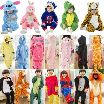 Kids Costume Fancy Dress Cosplay Onsie10 Child Unisex Hooded Animal Pajamas - Image 1 of 4