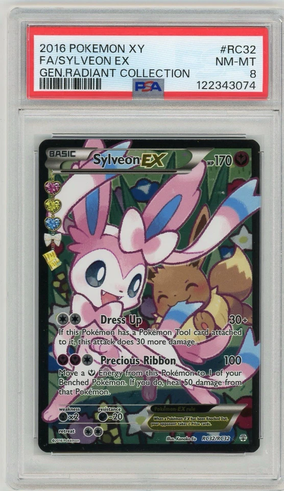 2016 Pokemon XY Generations Radiant Collection #RC32 Full Art Sylveon EX PSA 8 - Image 1 of 2