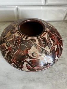 Handgeschnitzte Kunstkeramik nicaraguanische Schale Vase von Jose D Salazar 10 Zoll - Bild 1 von 5
