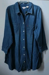 Nuevo con etiquetas Camisa Levi's Trendy Talla Grande Botón Delantero Manga Larga Azul Denim Talla 3X - Imagen 1 de 12