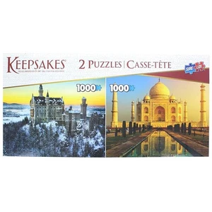 Set of 2 Keepsakes 1000 Piece Jigsaw Puzzles | Neuschwanstein Castle / Taj Mahal - Picture 1 of 7