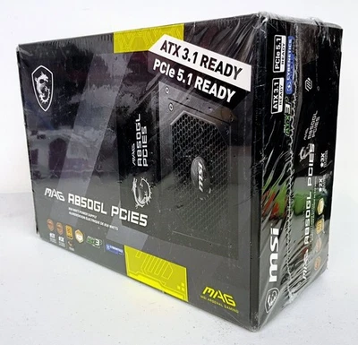 MSI MAG A850GL PCIE5 Black ATX 3.1 PCIe 5.1 80 Plus Gold 850W Power Supply - Image 1 of 4