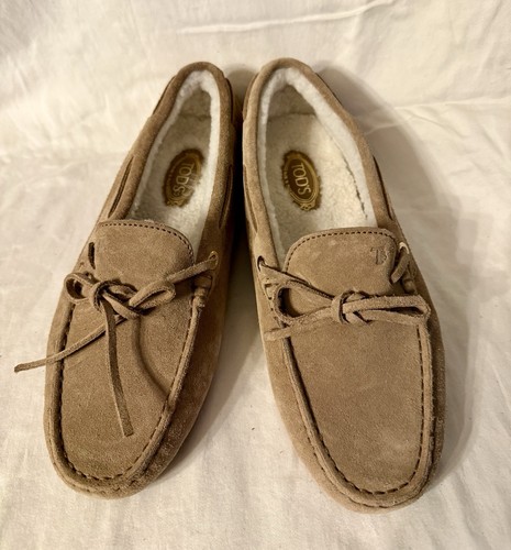Scarpe da guida Tod’s da donna taglia 37 US 6 5 pelle scamosciata marrone foderato in pile ��