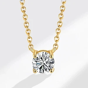 1ct Pendant Necklace Yellow Gold Lab-Created VVS1 D Diamond Test Pass - Picture 1 of 5