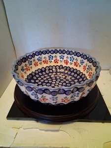 Servizio piatti vintage Boleslawiec ceramica polacca 10,5" fiori blu/rosa bellissimo - Foto 1 di 12