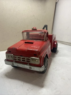Vintage 1960s Buddy L Pressed Steel Red Towing Service Wrecker Tow Truck - Image 1 of 4