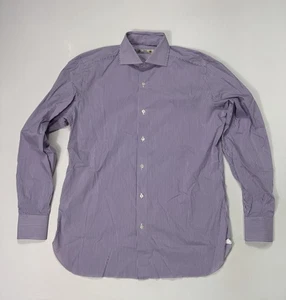 Camisa BORRELLI NAPOLI Hecha en Italia Hombre 15.5/39 Colección Real Abotonada Púrpura - Imagen 1 de 10