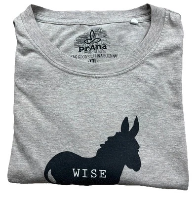 Prana T-Shirt Wise Donkey Graphic Print Mens Sx XXL Cotton Blend Casual Tee - Image 1 of 4