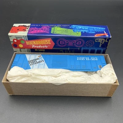 Roundhouse HO 50' Single Door Box Car Savannah State Docks 1959 Blue Unbuilt NOS - Image 1 of 4