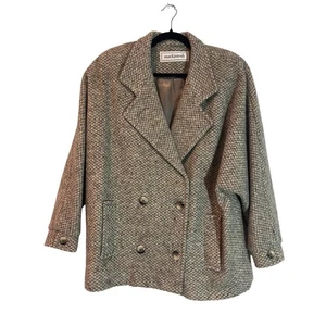 Vintage Mackintosh Damen Wolle Fischgrät Tweed Sakko Mantel Zweireiher - Bild 1 von 7