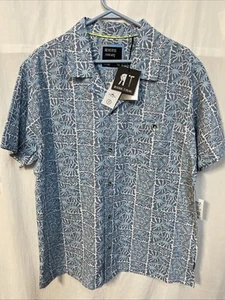 Men's Reverse Threads Button Up Short Sleeve Shirt Size XL Wavies Blue Shadow - Picture 1 of 5