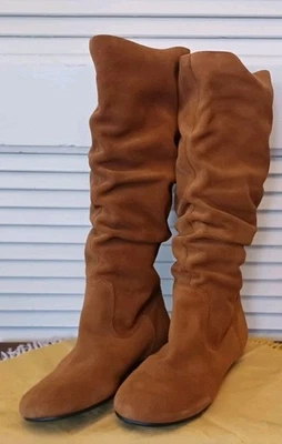 Libby Edelman Women's Boots Size 8 M Brown SOFT SUEDE Below Knee Boho Slouch  - Image 1 of 4