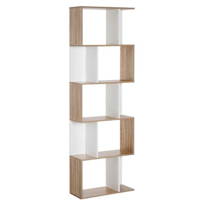 HOMCOM Scaffale Libreria a 5 Ripiani Suddivisi Libreria Salvaspazio a Forma di S - Immagine 1 di 4