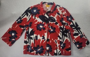 Ruby Rd patriotischer geblümter Blazer Jacke Größe 12 100 % Baumwolle lebendig Karriere Freizeit - Bild 1 von 9