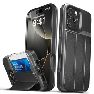 vCommute for iPhone 16 Pro Max Wallet Case, [Military Grade Classic - Black - Photo 1/7
