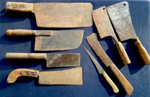 Collezione di 8 Antiche Mannaie e Coltelli da Cucina Fine '800 - Primi del '900 - Foto 1 di 22