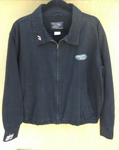 Mens Black Denim SKOAL RACING JACKET Size L  EUC Cover