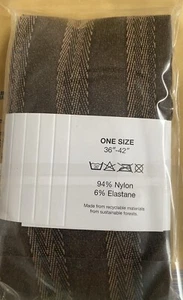 Brown Self Stripped Colour One sized Fashion Tights One Size - Picture 1 of 2