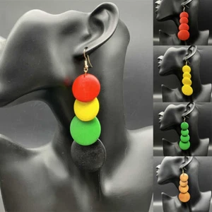 2025 Wood Earrings Earrings Ethnic Style Geometric Earrings Round Retro Dangle - Picture 1 of 25
