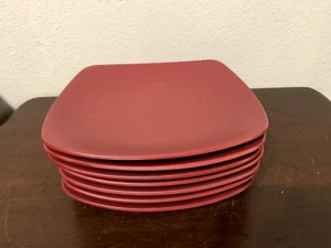 Noritake Colorwave Raspberry Red 10 3/4" Square Dinner Plate Set Of 7 NWT - Picture 1 of 17