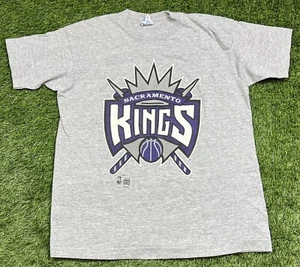 Vintage 90's Salem Sportswear Sacramento Kings NBA T-Shirt Men's L USA Gray - Picture 1 of 11