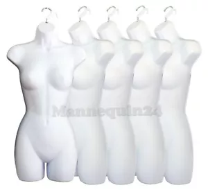 5 Pack Mannequin Torso Body Dress Form White Female  Plastic Hanging Forms - Picture 1 of 4