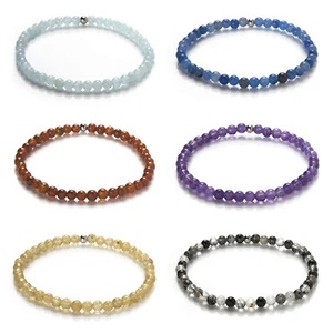 Edelstein Armband - 4mm Kugel-Armband Naturstein - Perlenarmband - viele Farben - Bild 1 von 99