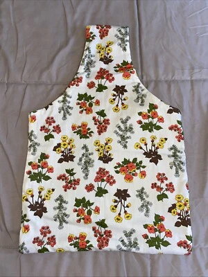 Bolso de Mano Vintage Años 70 Reversible Algodón Floral Pana Forrado 18x12-D5 Foto 1 de 4