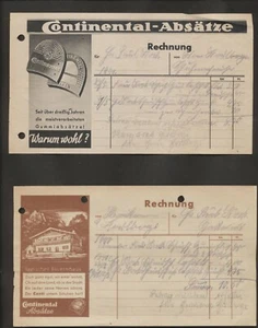 2 Stück Rechnungen  mit Reklame Continental Absätze  - Picture 1 of 1