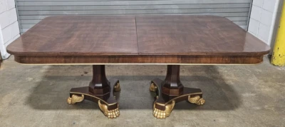 French Empire Style Flame Mahogany Double Pedestal Dining  Table Att. Baker - Image 1 of 4
