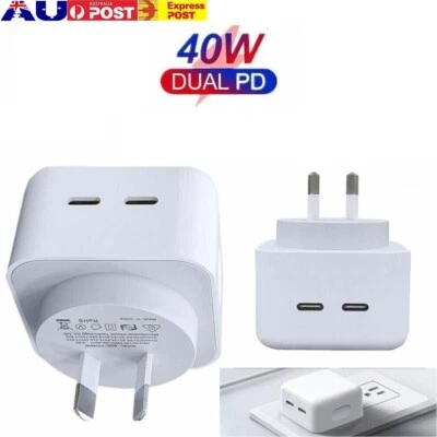 40W DUAL USB C PD Fast Charging Wall Charger Power Brick For iPhone iPad Samsung - image 1 of 4