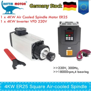 【DE】Motor de husillo refrigerado por aire 12A + 4KW HY VFD grabado 4KW ER25 220V - Imagen 1 de 12