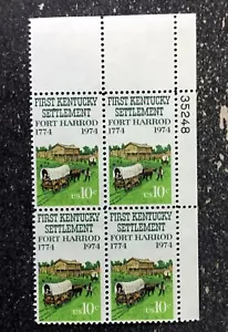 1974US #1542 10c Kentucky - First Settlement Fort Harrod - Plate Block of 4 mint - Picture 1 of 3