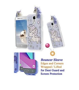 For LG Stylus 3 Case 3D Phone unicorn Grip Wrap Shock Bumper Slim Skin Lavender - Picture 1 of 7