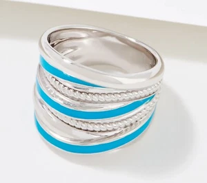 Judith Ripka Sterling Silver Enamel Ring or Crossover Ring for Women Jewelry - Picture 1 of 9