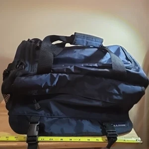 LL BEAN Travel Duffle Gym Overnight Weekender Blue Black Bag - Picture 1 of 10