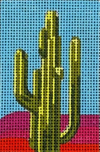 Needlepoint Handpainted Colors of Praise Luggage Insert Cactus 3x2 - Picture 1 of 1