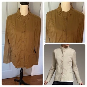 Eileen Fisher Utility-Jacke mit Rüschenkragen Größe XL braun hellbraun Knopfleiste - Bild 1 von 9
