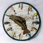 Appât de pêche en bois sculpté bar poisson horloge murale repaire de pêche
