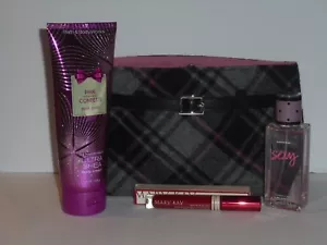 Victoria's Secret Clutch bag/pink/gray&black w/ belt buckle/ Mist/Gloss/Lotion - Picture 1 of 2