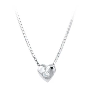 Collana punto luce cuore con diamante oro bianco 18kt cm45 - Imagen 1 de 2