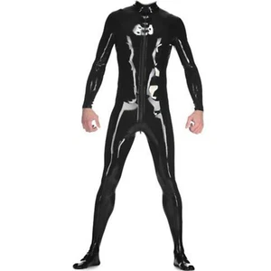 Tuta intera 100% lattice gomma tuta sportiva nera calzino stretto catsuit 0,4 mm S-Xxl - Foto 1 di 4