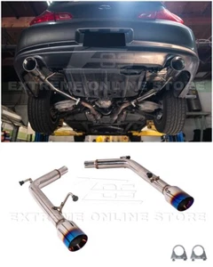 For 07-14 Infiniti G35 G37 Sedan | Muffler Delete Axle Back 4" Burnt Tip Exhaust - Picture 1 of 23