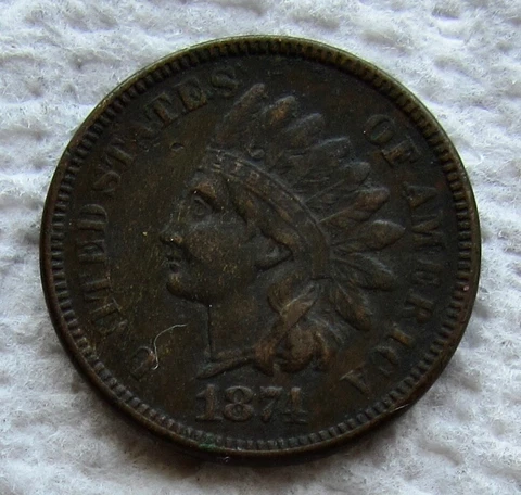 1874 Indian Head Cent Rare Date XF / AU Detail Full Bold Liberty Shows Corroded Cover