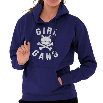 Girl Gang Squad Best Friends BFF Cute Cat Womens Hooded Sweatshirts Hoodies - Image 1 of 4