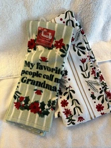 Set  2 St. Nicholas Square People Call Me Grandma Christmas Kitchen Towels NWT - Imagen 1 de 8